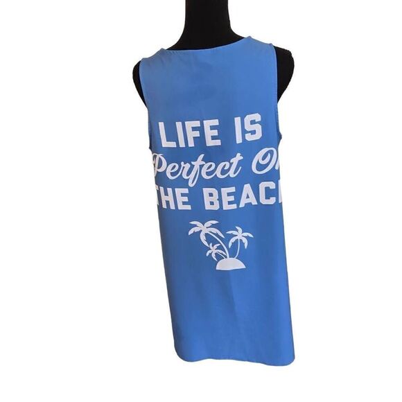 Womens Sleeveless Life Is Better On The Beach Graphic Cover-up Dress Blue Large - Picture 4 of 8